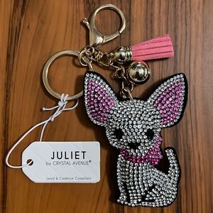 Chihuahua Dog Bling Rhinestone Keychain NWT